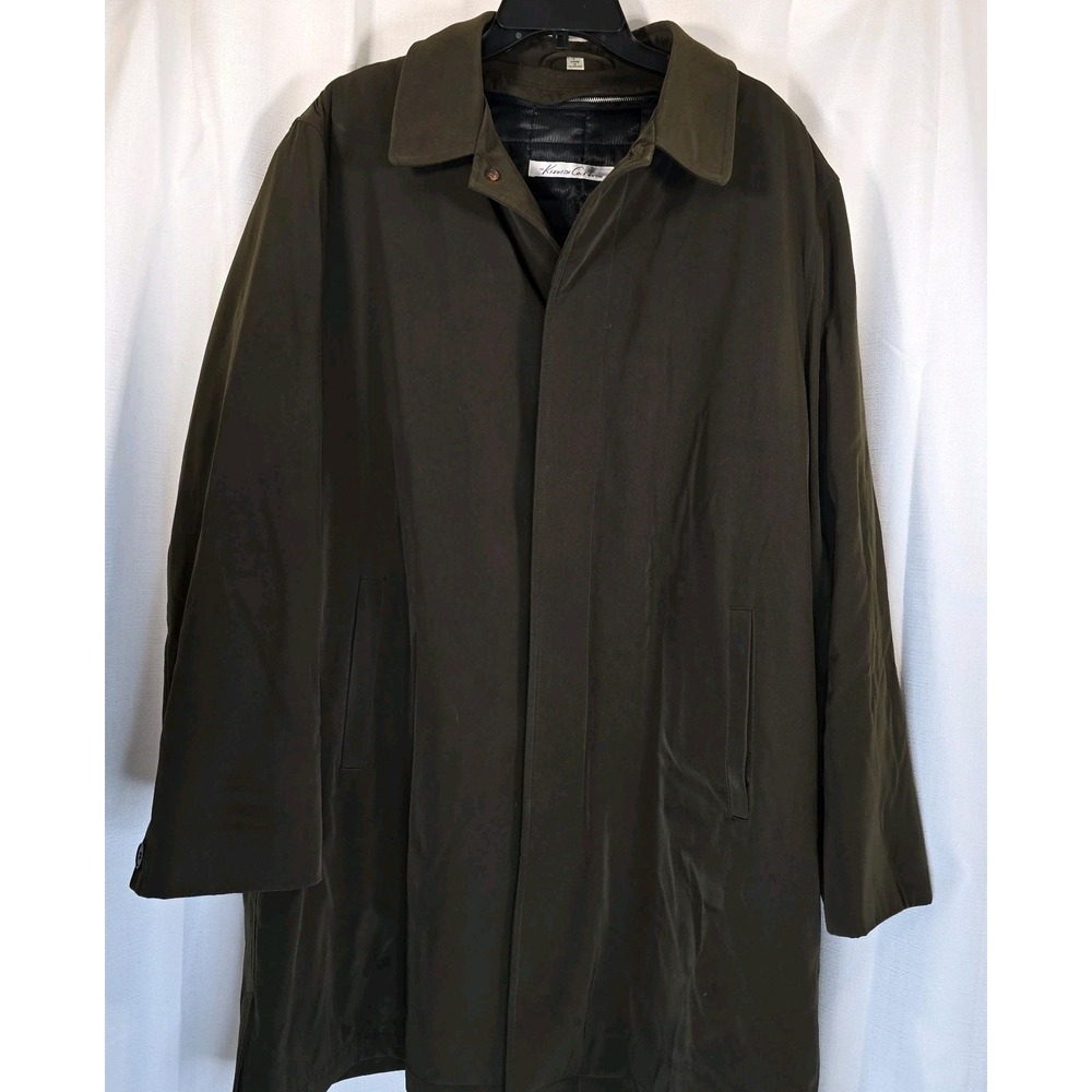 Kenneth Cole Brown Trench Coat Mens Large‎ Removeable Wool Blend Quilted Liner